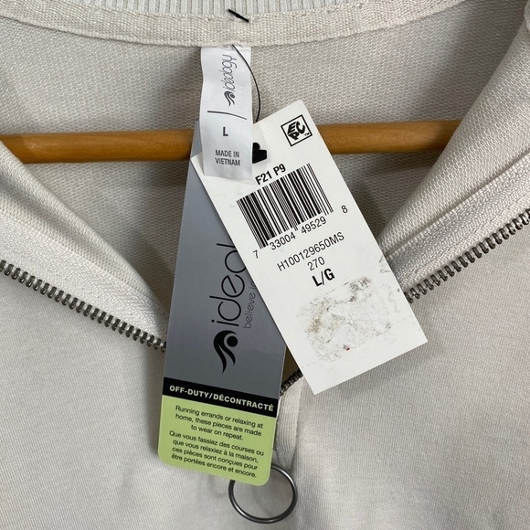 Ideology ID Ivory Long Sleeve Women's 1/4 Zip Cropped Pullover Size Large - Picture 3 of 13